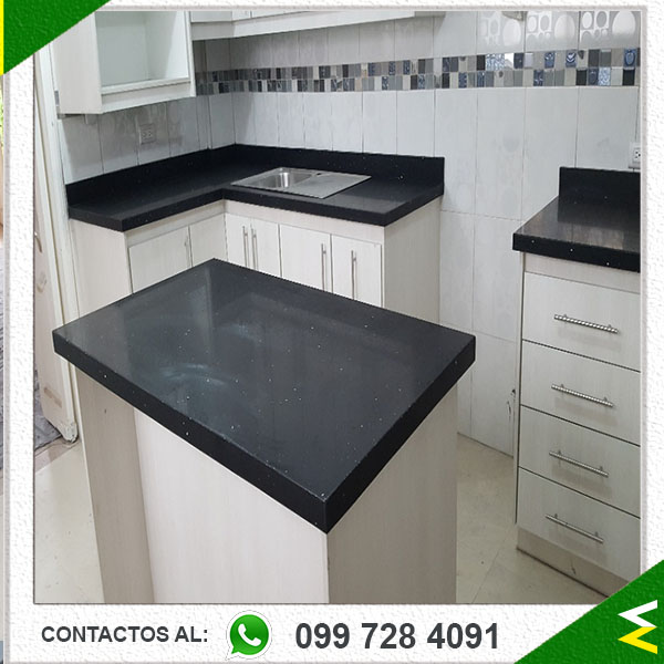 instalacion-de-cocina madera cuarzo negro con destellos fregadero capelo-sector-quito-sur-(004)