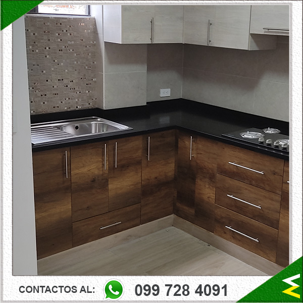 instalacion-de-cocina madera cuarzo negro PURO fregadero capelo-sector-quito-sur-(006)