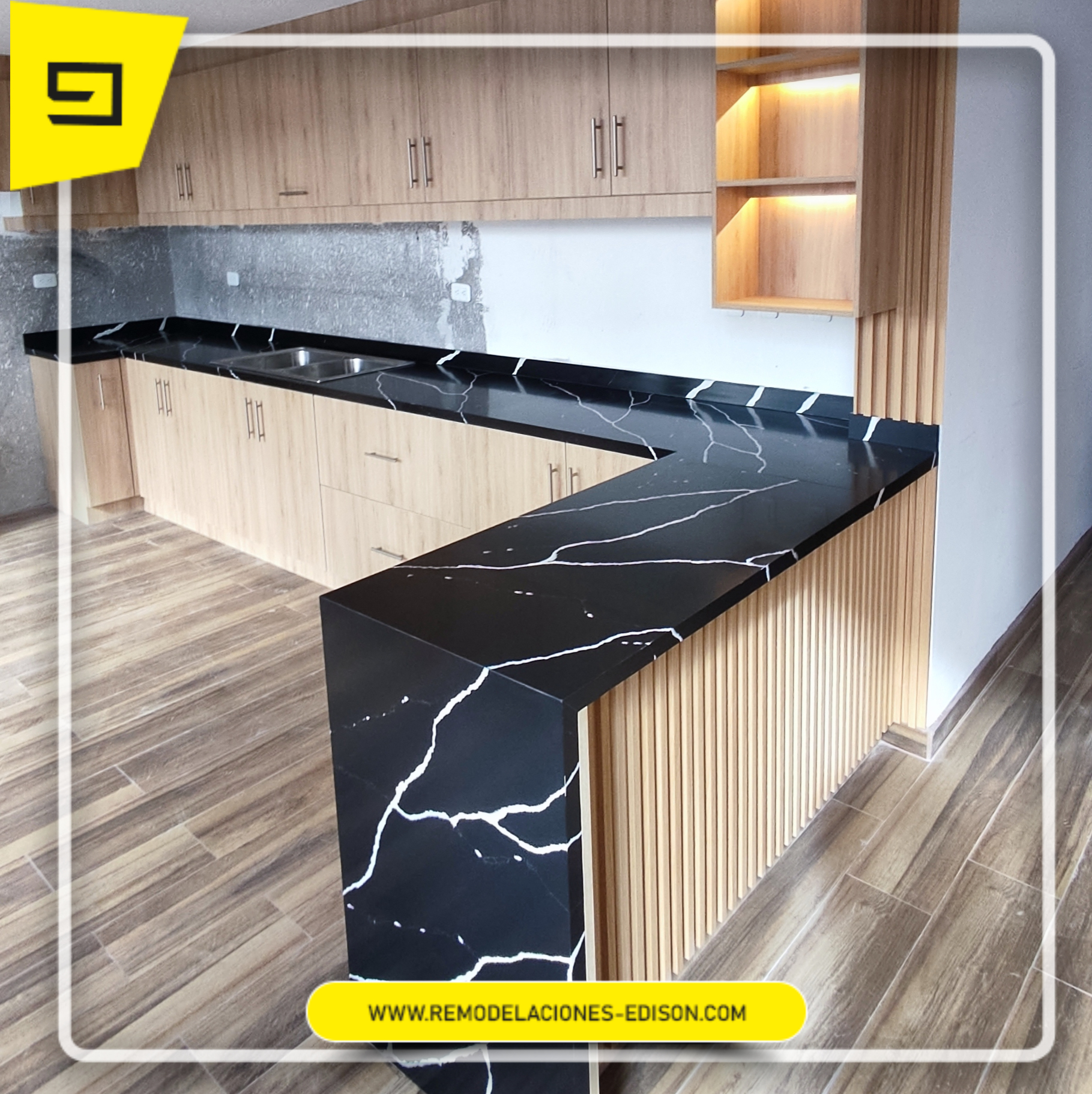 Cuarzo Negro Calacatta #Cocina #Muebles #Remodelaciones-Edison 001